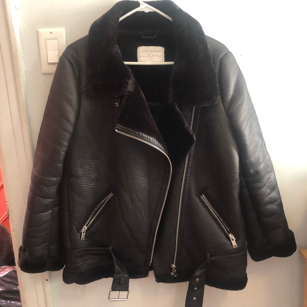 ZARA SHEARLING BIKER JACKET